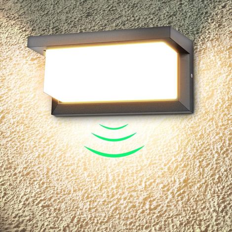 18W Applique Murale extérieure LED avec détecteur de Mouvement Moderne Étanche Applique extérieure 3000K Blanc Chaud LED Lampe Applique IP65 étanche 1260lm