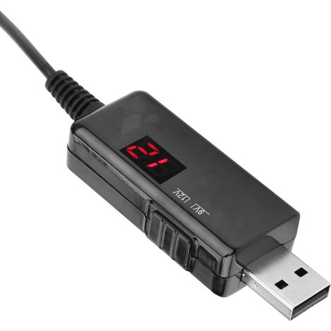 Câble USB vers DC Booster Convertisseur Tension Affichage 9V/12V pour Routeur