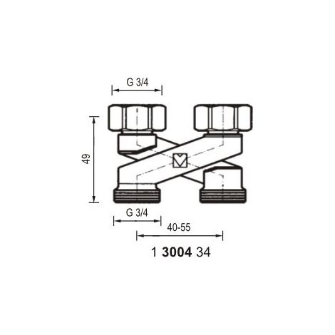 raccord herz 1300434 filetage 3 4 pouce espacement 40 mm (1/2)