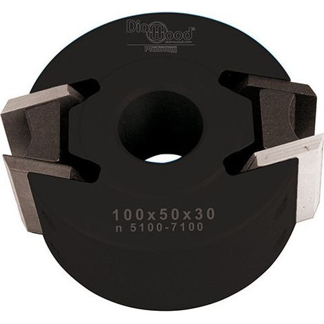 Diamwood Porte-outils de toupie à profiler avec contre-fers - Diamètre 100 mm, Alésage 30 mm et Hauteur 50 mm - Épaisseur 5,5 mm - Z 2 - Fers en acier M200 inclus - Haute qualité