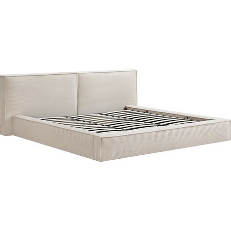 Letto con contenitore 200 x 200 cm Velluto a coste Beige - TAVESO