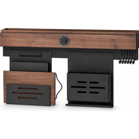 Étagère Murale Cuisine Noyer sans Perçage 66 cm avec Crochets (1/5)