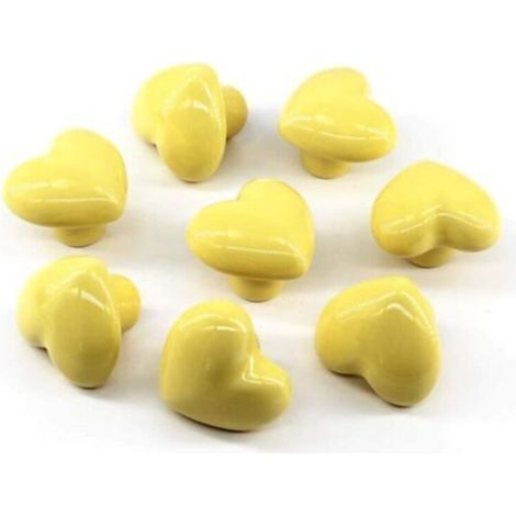 8 Pieces Furniture Handle (Yellow), 40 mm Ceramic Door Knob with Screws, Rose Drawer Knob, Modern Cabinet Door Knobs for Bathroom Kitchens