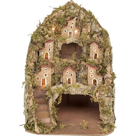 PRESEPE NAPOLETANO NATALIZIO CON LUCI LED INTEGRATE FATTO A MANO ARTIGIANALE