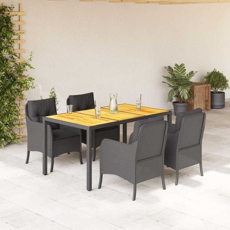 vidaXL Set de muebles jardín 5 pzas con cojines ratán sintético negro (1/5)