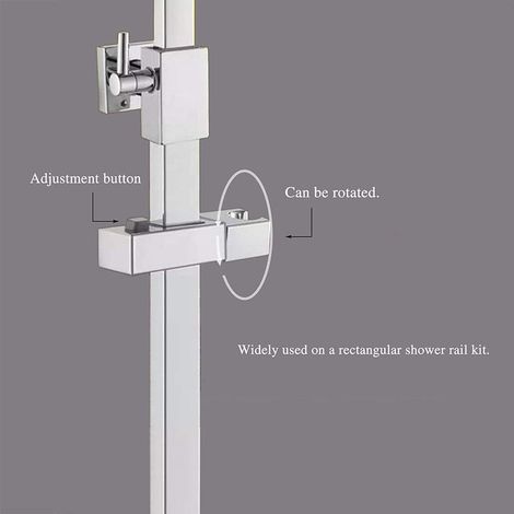 Support Coulissant - Pour Douchette - Compatible Rails 18 X 30 Mm - Réglage Par Bouton - Chrome - 1 Pièce (1/3)