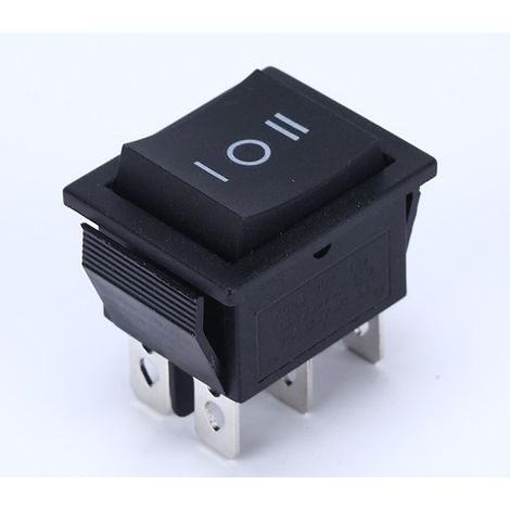 Interrupteur modulaire bipolaire à bascule On-off-on 16A 250V AC – Configuration DP3T – Pour montage dans panneaux jusqu'à 3mm