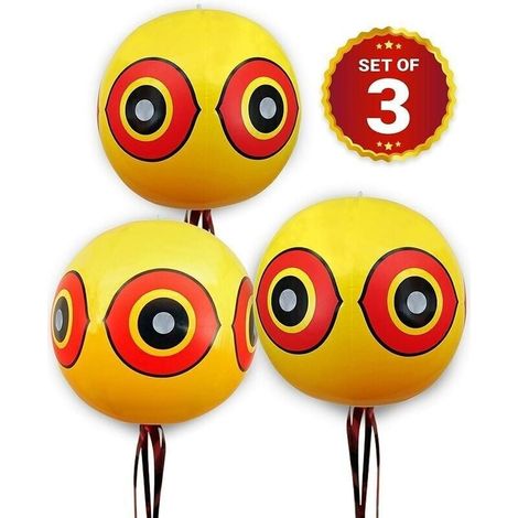 Ballons Repulsif - Anti Pigeon Effaroucheur d\'oiseaux - pour loigner Pigeons, Corbeau et Plus - Utiliser avec Ultrason/pic/Filet - Paquet de 3 (1/4)