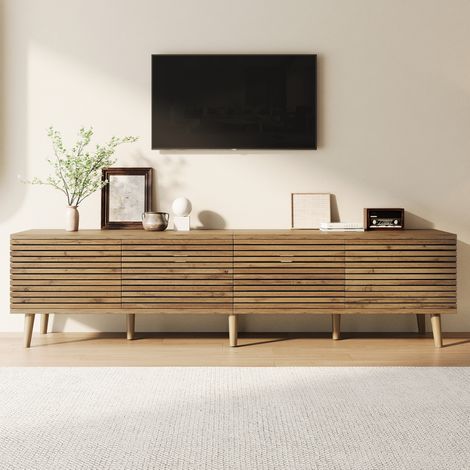 Mobile TV per televisori fino a 75 pollici, 180 x 40 x 46 cm, 4 ante, effetto legno HAVRYA (1/5)