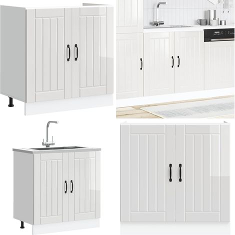 vidaXL Meuble de base de lavabo Lucca blanc brillant bois ingénierie