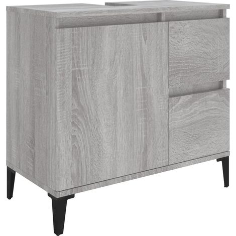 Meuble de Rangement Toilette,Armoire de bain sonoma gris 65x33x60 cm bois d'ingénierie -88910 (1/5)