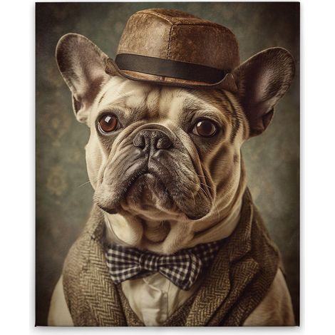 Leinwandbild Funny animals M1-No.52260 - Kunstdruck auf Leinwand in Beige Creme - Wandbild 40 x 50 cm