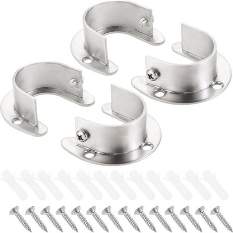 Kit de 4 supports muraux en acier inoxydable pour barre de 32 mm – Idéal pour salle de bain et cuisine