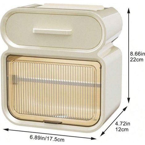Boîte de rangement multifonctionnelle en plastique, support mural pour mouchoirs, support de toilette double couche avec tiroir de rangement, blanc laiteux (1/5)