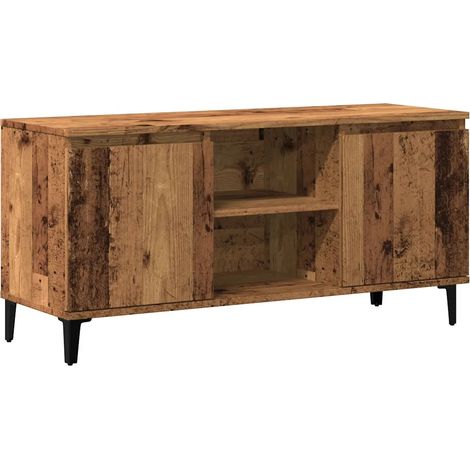 Meuble TV avec rangement pratique 102 x 35 x 50 cm en bois d'ingénierie vieux bois (1/5)