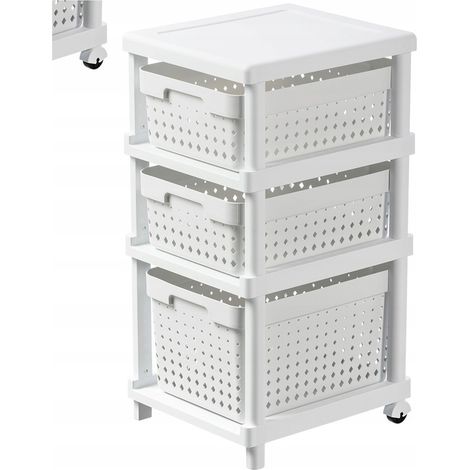 ESTANTERÍA MÓVIL PARA MUEBLES DE BAÑO Y COCINA CON RUEDAS Y CESTAS EXTRAÍBLES
