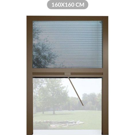 Mosquitera plisada en kit universal reducible Melodie para ventana vertical 160x160 Bronce
