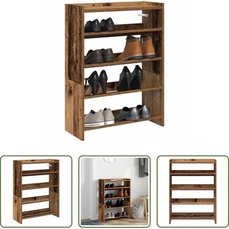 Rangement chaussures - Étagère à chaussures vieux bois 60x25x81 cm bois d'ingénierie (1/5)