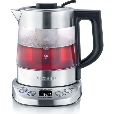 Severin Tee-/Wasserkocher Deluxe Mini WK 3473 ,edelstahl (gebürstet)/schwarz, 1,0 Liter