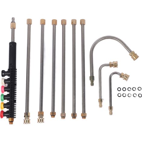 Kit de rallonge pour nettoyeur haute pression avec buse de pulvérisation coudée en U à 30° et 90° et raccord 1/4 po (1/5)