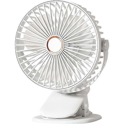 Ventilatore da tavolo con ricarica USB, compatto e portatile, dotato di display digitale portatile, ventola a turbina di grandi dimensioni ad alta velocità e clip. (1/5)