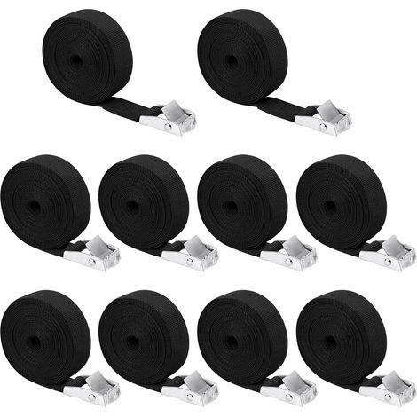 Sangle, 10 pièces 4m × 25mm Sangle d'Arrimage, Sangle a Cliquet avec Boucle de Serrage, Sangle Arrimage, Sangles d'arrimage Charge maximale 250kg, pour Moto, Voiture, Porte Vélo (1/5)