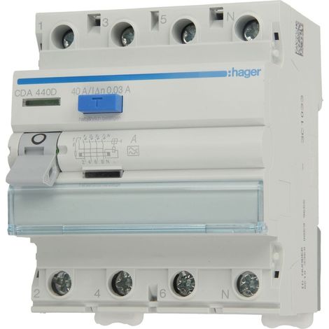 HAGER CDA440D RCD 4P 40 A TIPO A 30 MA 6 KA