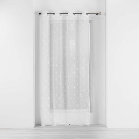 Voilage a oeillets 140 x 240 cm voile sablé brodé Olyympia Blanc (1/4)