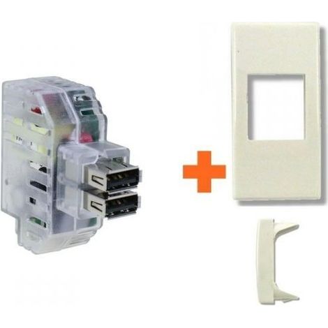 Fanton caricatore doppia presa USB AA 5V 2,4A compatibile Legrand Cross bianca - 82892-CR