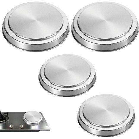 Lot de 4 pièces - Couvercles de plaque de cuisson - Protection pour induction - Tapis de protection pour induction - Accessoires de cuisson - Protections pour brûleurs - 2 x 21 cm et 2 x 17 cm - argen (1/4)