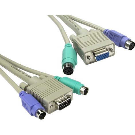Cordon KVM, Mâle 3 MTR PS2, mâle SVGA vers PS2 femelle, SVGA femelle, longueur 3m ( Prix pour 1 )