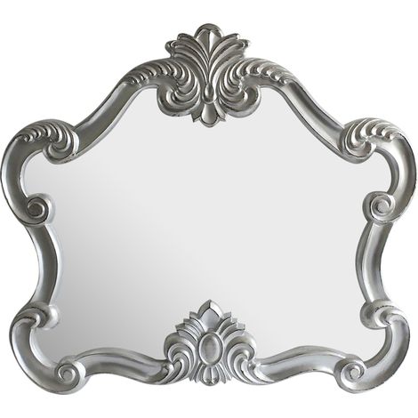 Premier Housewares Wall Mirror/ Classic Mirrors For Bathroom / Bedroom / Garden Walls Fancy Wall Mounted Mirrors For Hallway With Metallic Silver Decorative Frame Finish W109 X D5 X H97cm. (1/4)