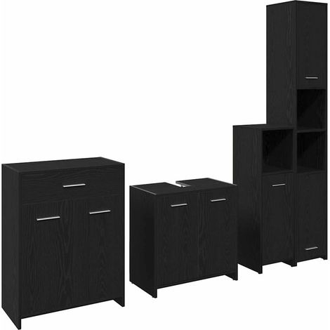 Maison Exclusive - Badezimmermöbel-Set 4 stk. Schwarz Eichen-Opti (1/5)