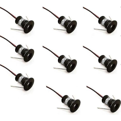 Lot de 9 mini spots LED encastrés au plafond, 12 V, 1 W, noir, IP65, 3000 K (120, blanc chaud). (1/5)
