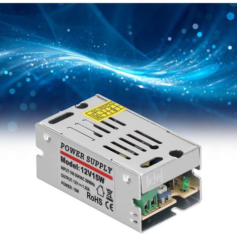 Alimentation YY-15-12 12 V 1,25 A 15 W avec transformateur CC pour rubans LED de surveillance de sécurité (1/5)