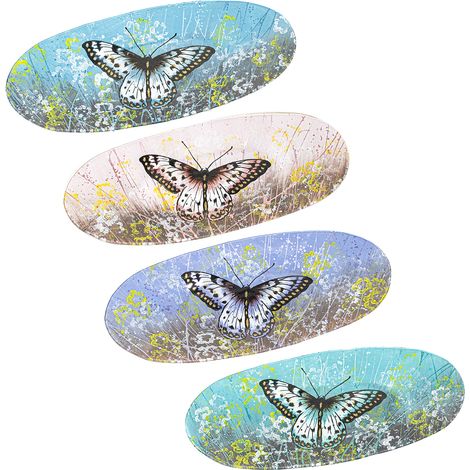 Signes Grimalt Dekoration Dekoration Tablett  Ovale Schmetterlingsplatte 4U Multicolor -Tabletts 14x35x3cm 29708