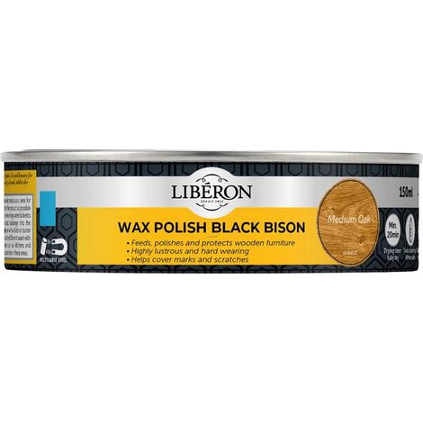 Liberon 126870 Black Bison Wax Paste Medium Oak 150ml LIBBPWMO150N