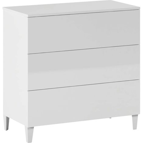Mobimarket – Commode enfant 3 tiroirs 80 x 40 x 80 cm – Blanc – Rangement élégant pour chambre ou salon – Surface pour objets décoratifs (1/10)
