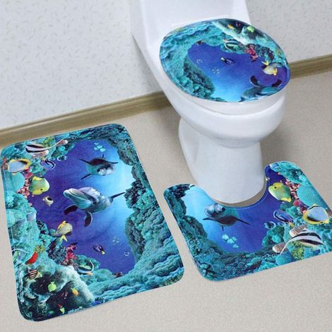Tapis De Bain - Tapis De Toilette - Couvre-Abattant - Lot De 3 - Antidérapant - Lavable En Machine - 50 X 80 Cm (1/5)