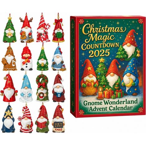 Figurines de gnomes pour calendrier de l'Avent de Noël, décoration plate en acrylique pour compte à rebours, couronne de fenêtre, adultes et enfants (1/5)