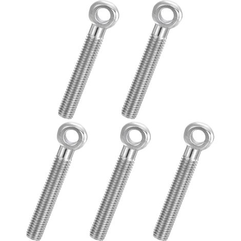 5 Pcs Boulon à Œil M10x70mm Boulon à Œillet de Levage pour Balancement d'Épaule, Vis Poisson en Acier Inoxydable 304, Filetage Métrique à Demi-Denture Trou Coulissant, Argentée (1/5)
