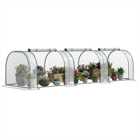 Serre de jardin tunnel acier 350 x 100 x 80 cm 3 fenêtres Métal (1/5)