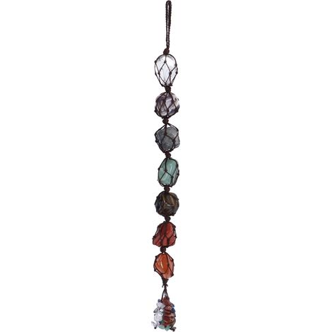 7 couleurs pendentif chakra en cristaux naturels, pierres précieuses de guérison, décoration suspendue pour voiture ou maison, ornement gemme. (1/5)