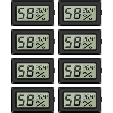 Juego de 8 mini termómetros higrómetros, monitor digital de humedad interior con sensor de temperatura para automóviles, invernaderos, oficinas en el hogar, Celsius (°C) (1/4)