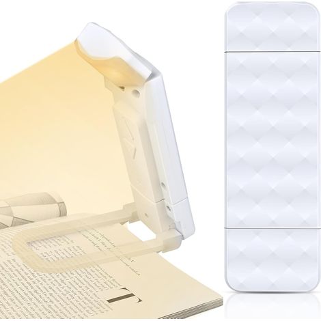 Lampara de Lectura con Pinzas, LED Luz de Lectura Recargable, 3 Colore, 5 brillos ajustables, USB Lectores lampara lectura cama, Ideal para los Amantes de los Libros (1/5)