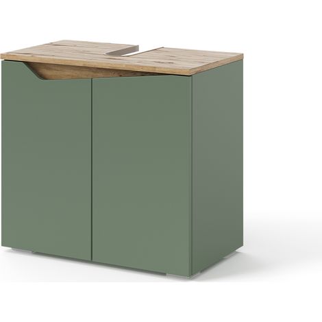 Vicco – Meuble sous-lavabo Marelle 60x57,5cm – 2 portes – Panneau de particules 16mm – Revêtement résine mélamine – Installation facile (1/5)
