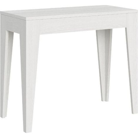 Console extensible bois blanc 8 personnes 42 à 198cm Kanda-Support 2 pieds (1/5)