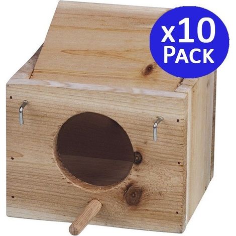 Pack 10 Nido Jaula de Madera para Pájaros, 12x10x10 cm - Alojamiento para Aves