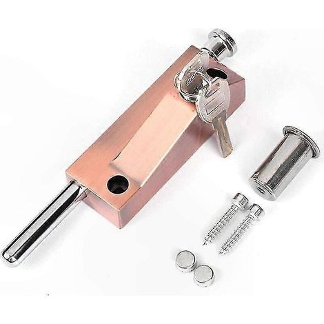 Serrure de porte universelle multifonction pour garage - 2 clés fournies - Usage intérieur et extérieur - Finition bronze rouge (1/4)