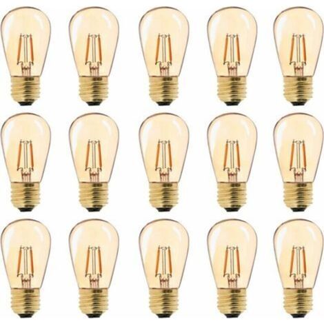 LED E27 Vintage Ampoule, ST45 Faciles à 1W=10W Ampoules à Incandescence, Super Blanc Chaud 2200 K E27 Medium Base Ampoule Lampe de Chevet, Doré en Verre, Non Dimable, Lot de 15 [Classe énergétique G]
